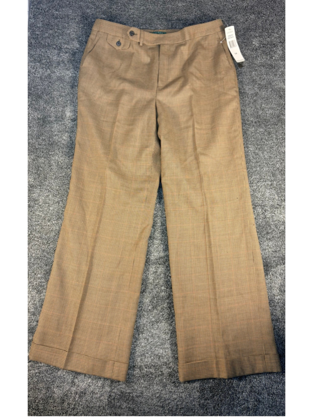 Women's Lauren Ralph Lauren Wool Trousers Size 14 Brown Houndstooth NWT